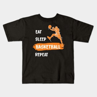 Eat Sleep Basketball Repeat,basketball Gift Black Kids T-Shirt